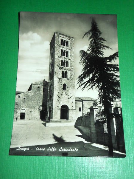 Cartolina Anagni - Torre della Cattedrale 1950 ca