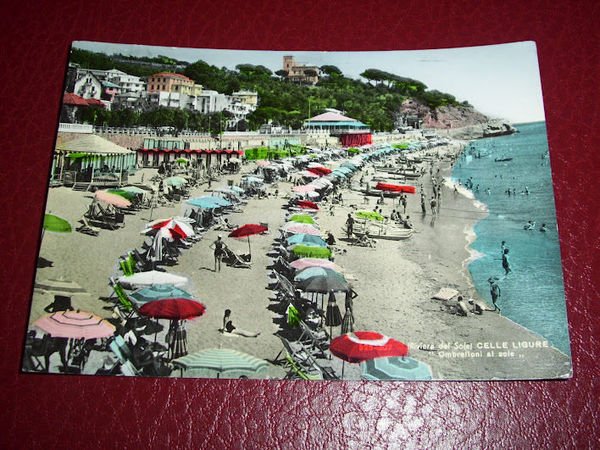 Cartolina Riviera del Sole - Celle Ligure - Ombrelloni al …