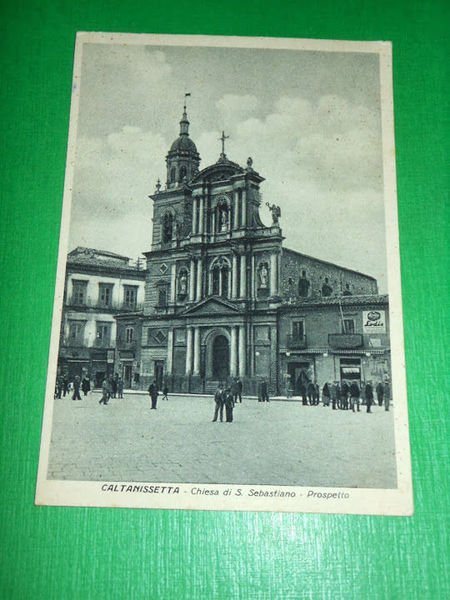 Cartolina Caltanissetta - Chiesa di S. Sebastiano - Prospetto 1942