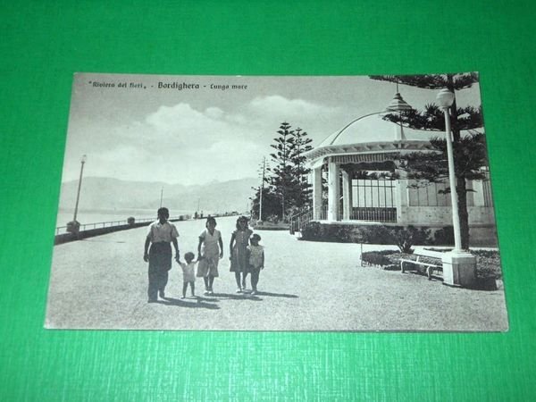 Cartolina Riviera dei Fiori - Bordighera - Lungo mare 1920 …