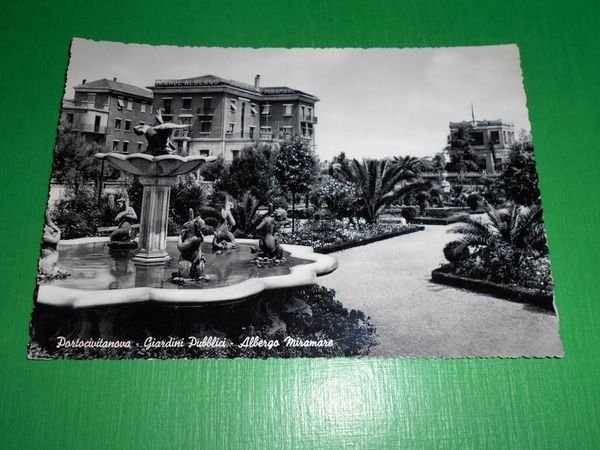 Cartolina Porto Civitanova - Giardini Pubblici - Albergo Miramare 1955 …