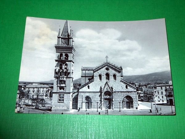 Cartolina Messina -+ Basilica Cattedrale -1955