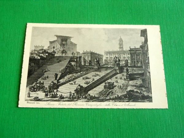 Cartolina Roma - Veduta del Romano Campidoglio e della Chiesa …