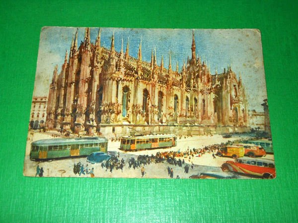 Cartolina illustrata Milano - Il Duomo 1945