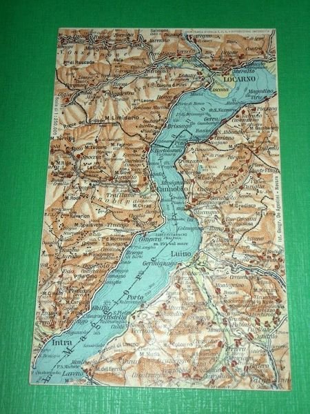 Cartolina Cartina geografica Locarno - Luino e dintorni 1920 ca