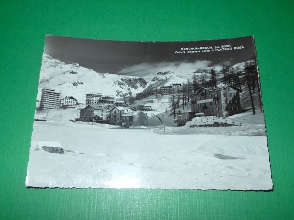 Cartolina Cervinia Breuil - Veduta invernale verso il Plateau Rosa …