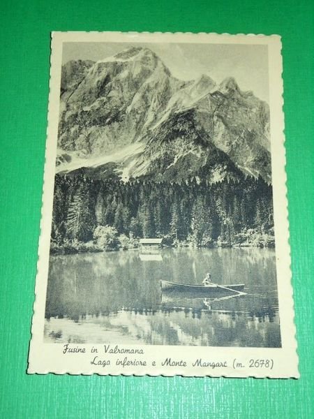 Cartolina Fusine in Valromana - Lago inferiore e Monte Mangart …