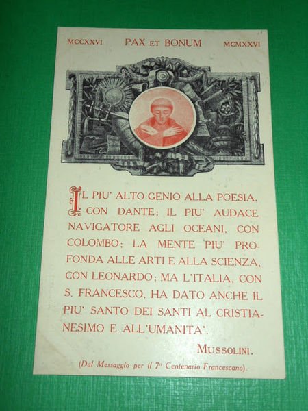Cartolina Commemorativa 7° Centenario Francescano 1926 ( # 2 )