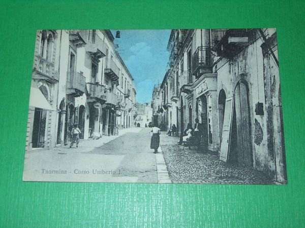 Cartolina Taormina - Corso Umberto I 1909