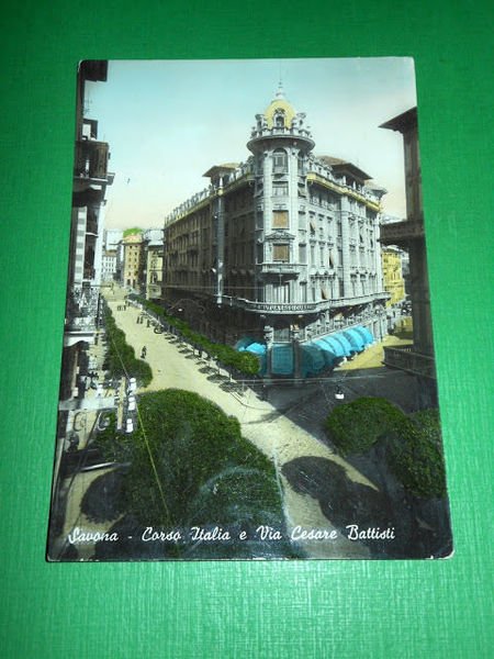 Cartolina Savona - Corso Italia e Via Cesare Battisti 1960 …
