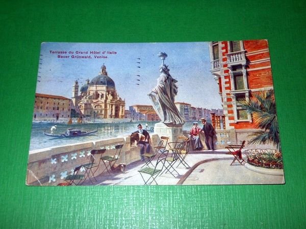 Cartolina Venezia - Terrazza del Grande Albergo Italia 1929