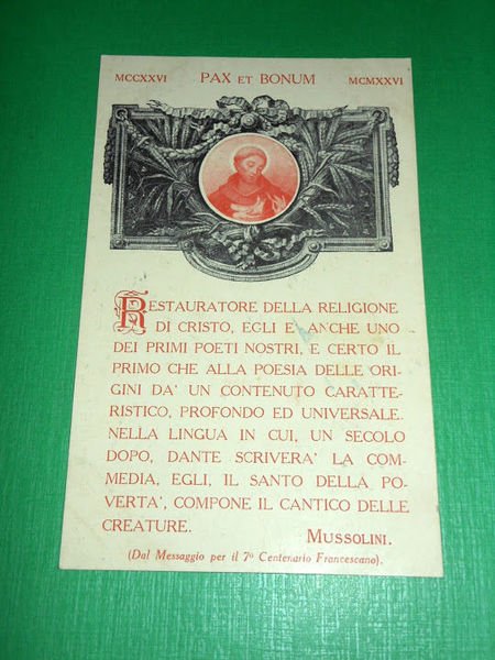 Cartolina Commemorativa 7° Centenario Francescano 1926 ( # 3 )