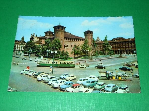 Cartolina Tram Torino - Piazza Castello e Palazzo Madama 1961