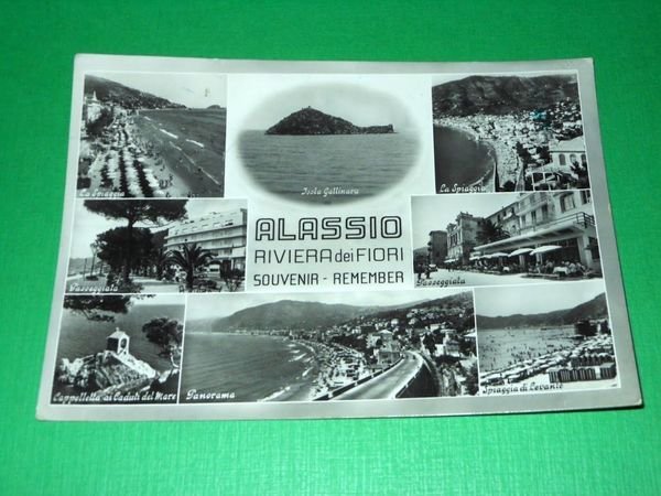 Cartolina Alassio - Riviera dei Fiori - Vedute diverse 1953