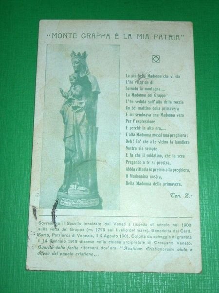 Cartolina La Madonna del Grappa 1920