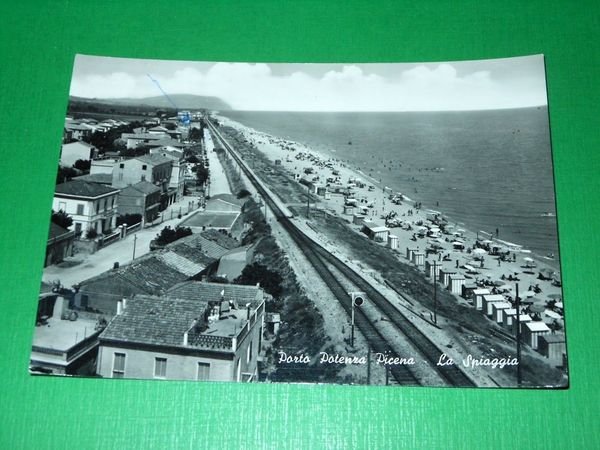 Cartolina Porto Potenza Picena - La spiaggia 1959