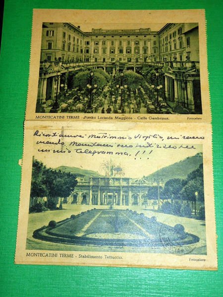 Cartolina tripla Montecatini Terme - Stabilimento Tettuccio 1950