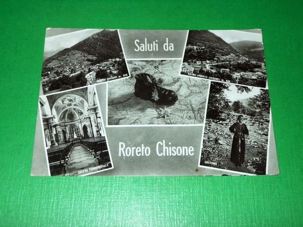 Cartolina Saluti da Roreto Chisone - Vedute diverse 1955 ca