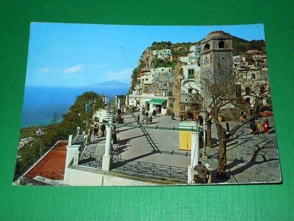 Cartolina Capri - Piazzetta e Vesuvio 1962