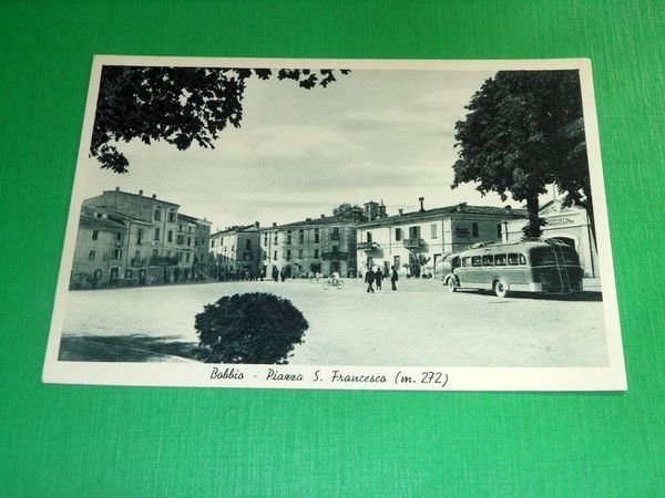 Cartolina Bobbio - Piazza S. Francesco 1940 ca