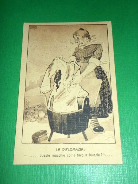 WWI Cartolina Satirica Militare Illustrata Cappadonia - La Diplomazia 1916 …