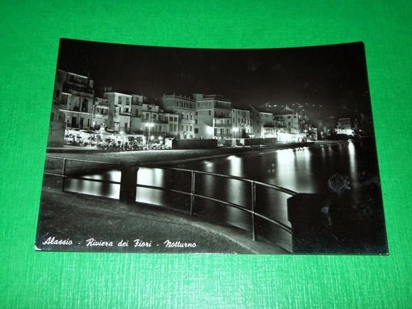 Cartolina Alassio - Riviera dei Fiori - Notturno 1952