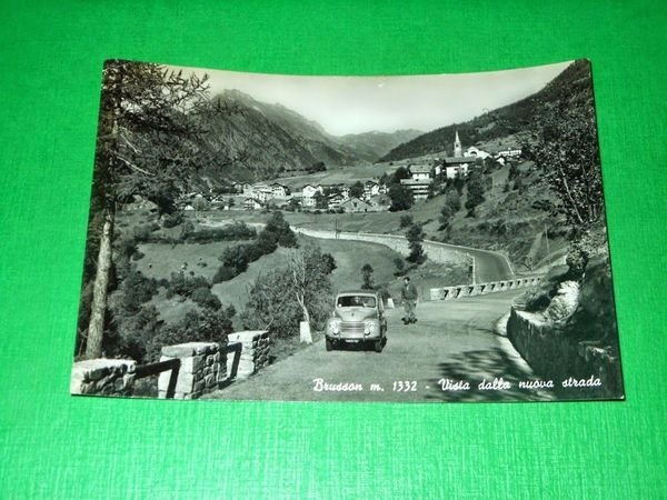 Cartolina Brusson - Vista dalla nuova strada 1956