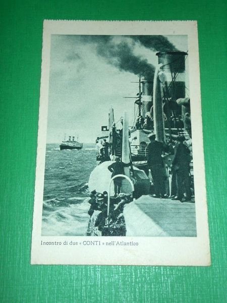 "Cartolina Navigazione Lloyd Sabaudo - Incontro di due "Conti" nell' … | Immagine principale