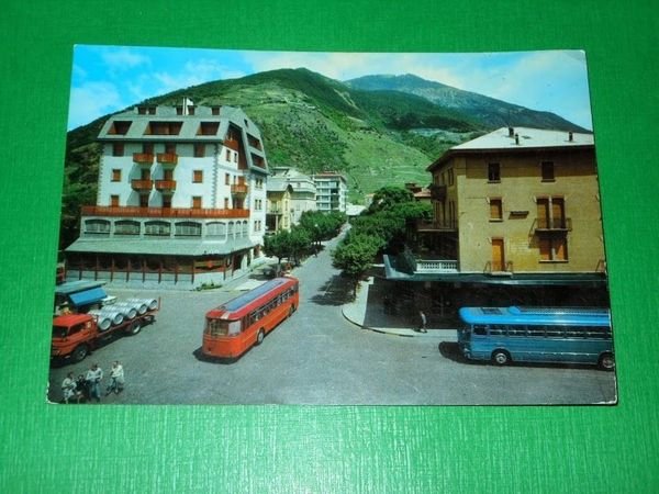 Cartolina Tirano - Piazzale della Stazione 1971.