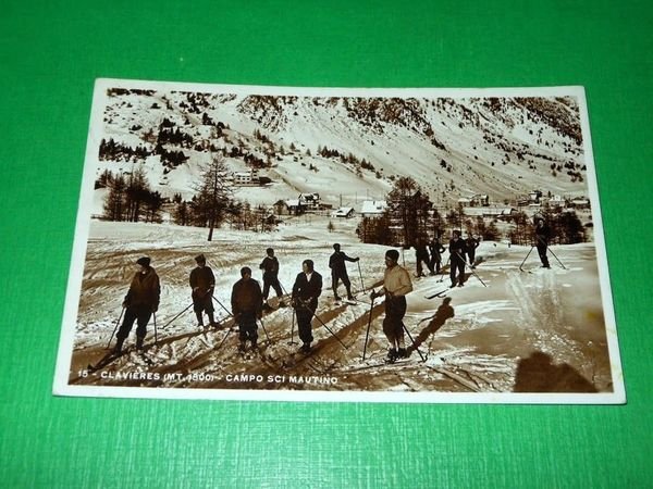 Cartolina Clavieres - Campo Sci Mautino 1934.