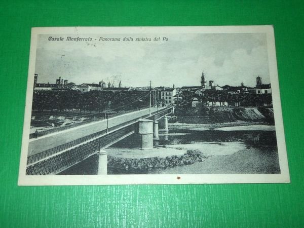 Cartolina Casale Monferrato - Panorama dalla sinistra del Po 1919.