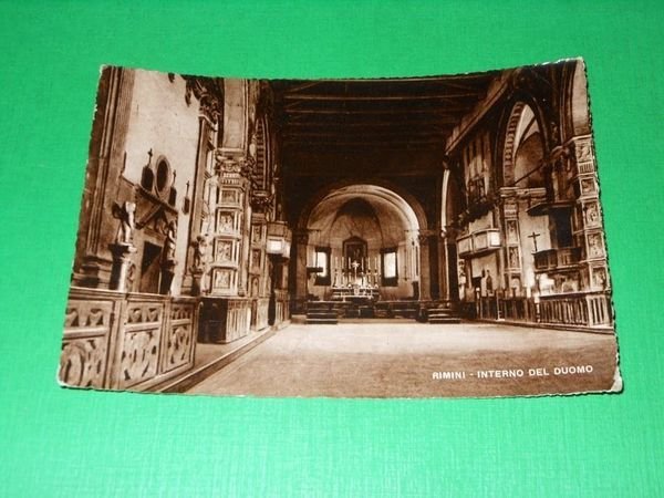 Cartolina Rimini - Interno del Duomo 1950.