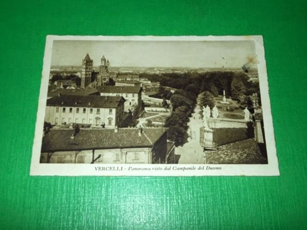 Cartolina Vercelli - Panorama visto dal Campanile del Duomo 1937.