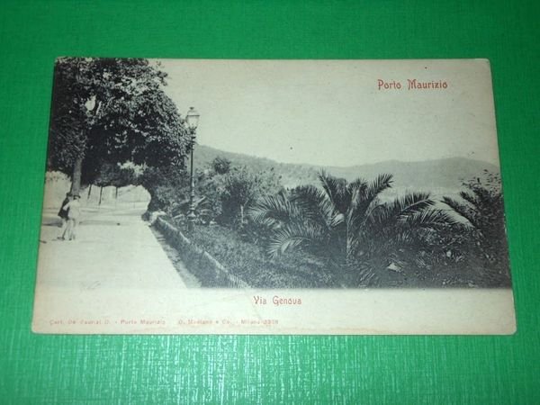 Cartolina Porto Maurizio - Via Genova 1910 ca.