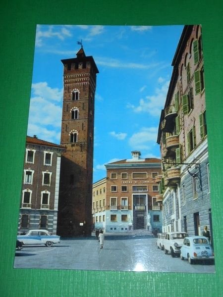 Cartolina Asti - Piazza Medici - Torre Troiana 1965.