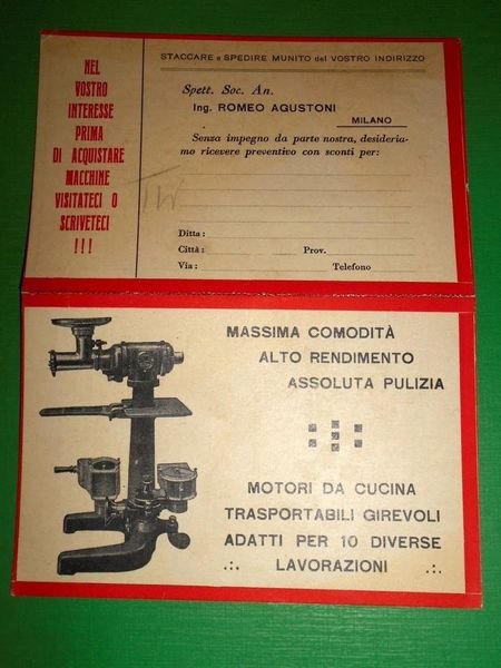 "Cartolina doppia Pubblicità Macchine da Cucina "Duplex" - Ing. Agustoni …
