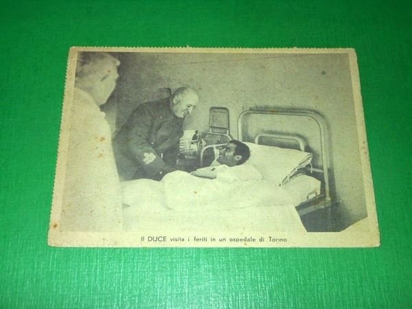 Cartolina Militaria WWII - Mussolini visita i feriti in un …