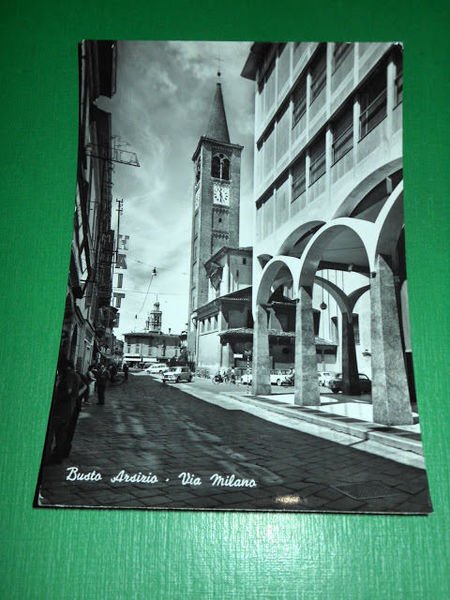 Cartolina Busto Arsizio - Via Milano 1962.