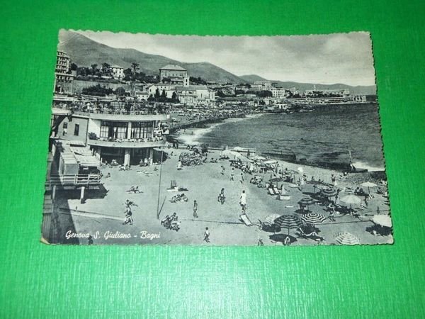 Cartolina Genova - S. Giuliano - Bagni 1955.