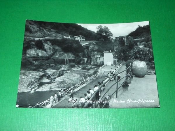 Cartolina Valle del Nervia - Pigna - Piscina cloro-solforosa 1962.