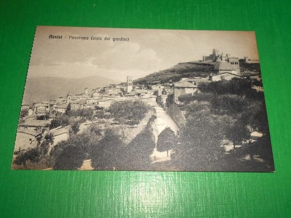 Cartolina Assisi - Panorama visto dai giardini 1920 ca