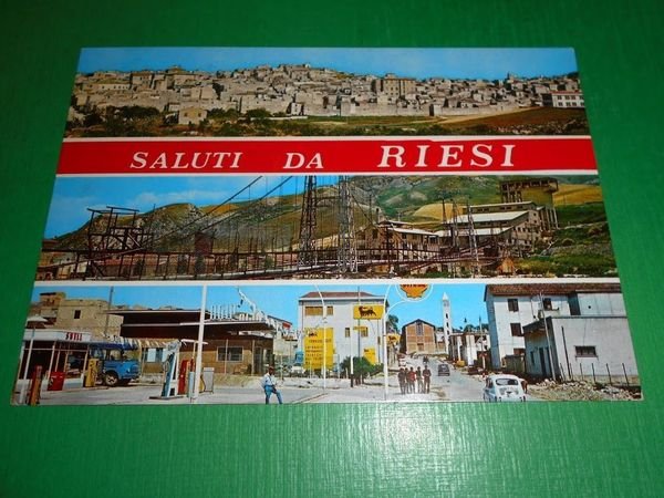 Cartolina Saluti da Riesi ( Caltanissetta ) - Vedute diverse …