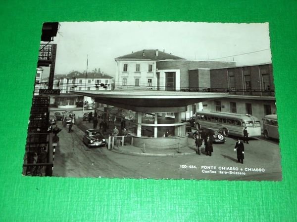 Cartolina Ponte Chiasso e Chiasso - Confine Italo-Svizzero 1957
