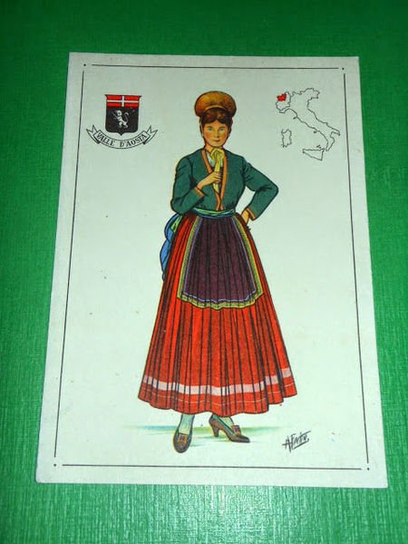 Cartolina illustrata Costumi d' Italia - Valle d'Aosta 1960 ca