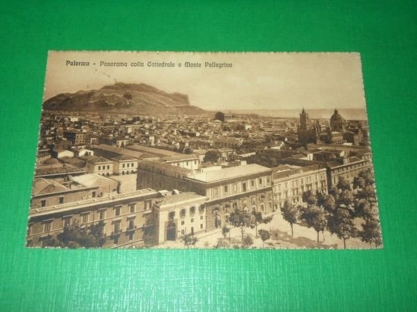 Cartolina Palermo - Panorama colla Cattedrale e Monte Pellegrino 1916