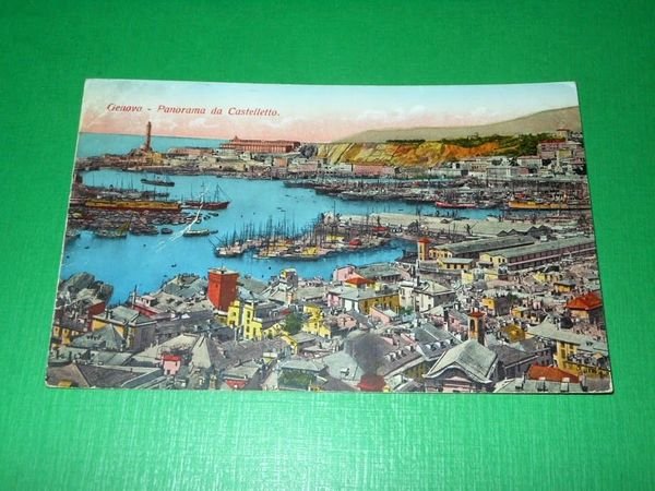 Cartolina Genova - Panorama da Castelletto 1938