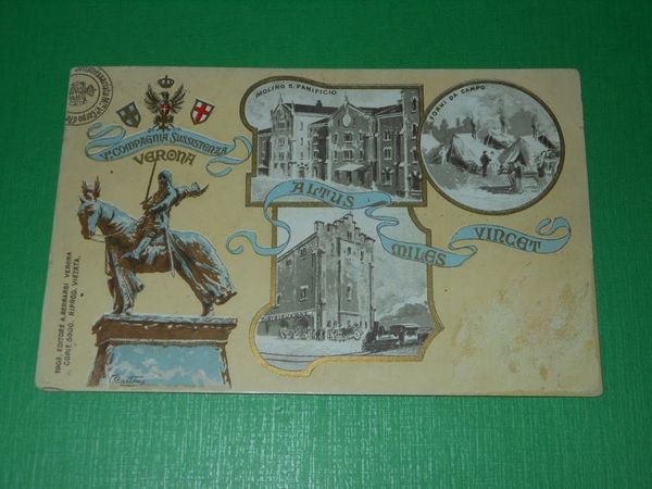 Cartolina 5^ Compagnia Sussistenza Verona - Vedute diverse 1903 | Immagine principale