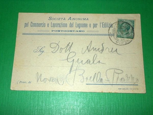 Cartolina Pubblicità Commercio e Lavorazione Legname x Edilizia - Portogruaro …