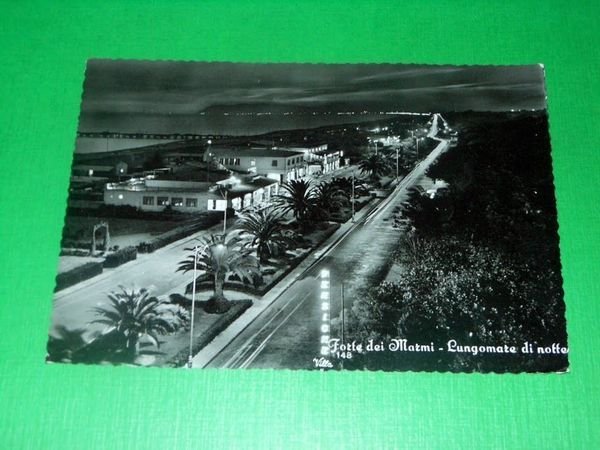 Cartolina Forte dei Marmi - Lungomare di notte 1957.
