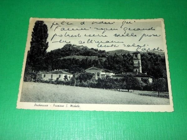 Cartolina Bricherasio - Frazione S. Michele - Scorcio panoramico 1938.